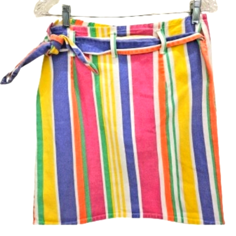 Courage My Love Striped Wrap Mini Skirt Sz Med